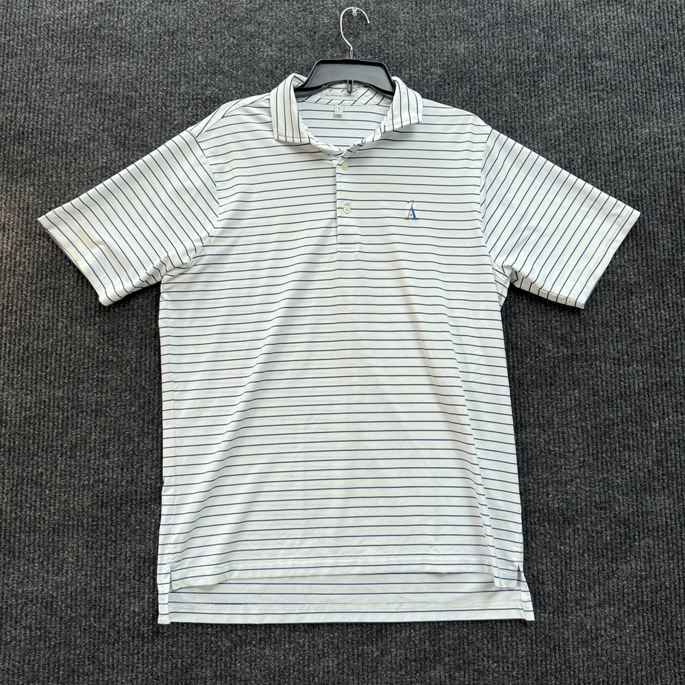 Fairway & Greene Golf Polo Mens M Medium White Blue Stripe Performance Golfcore